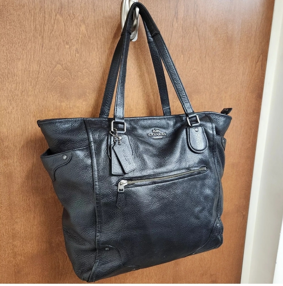 Coach Black leather Mickie Satchel two way bag F34040
